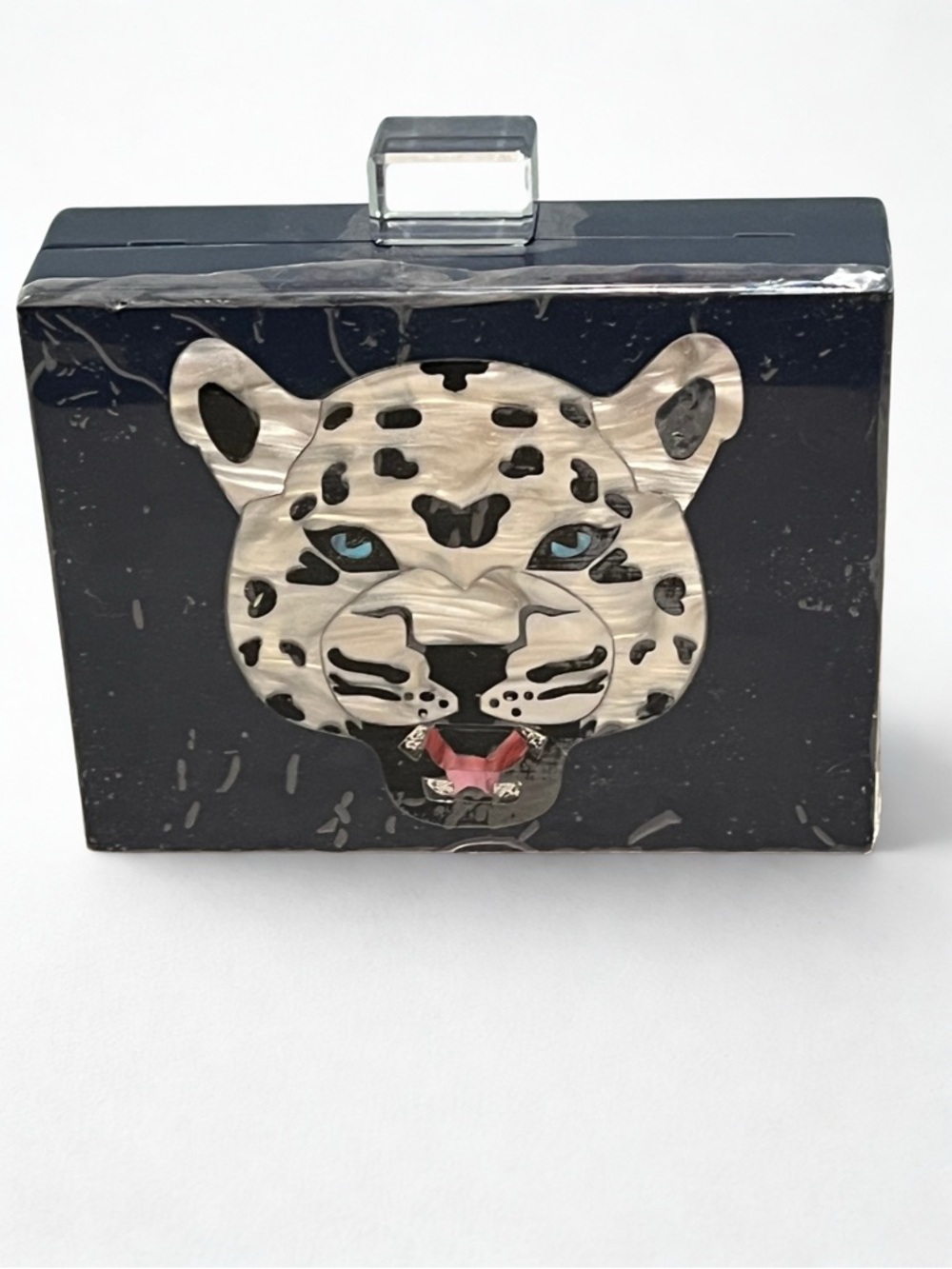 MILANBLOCKS Clutch with Snow Leopard  - Navy - OS -New in Packaging
